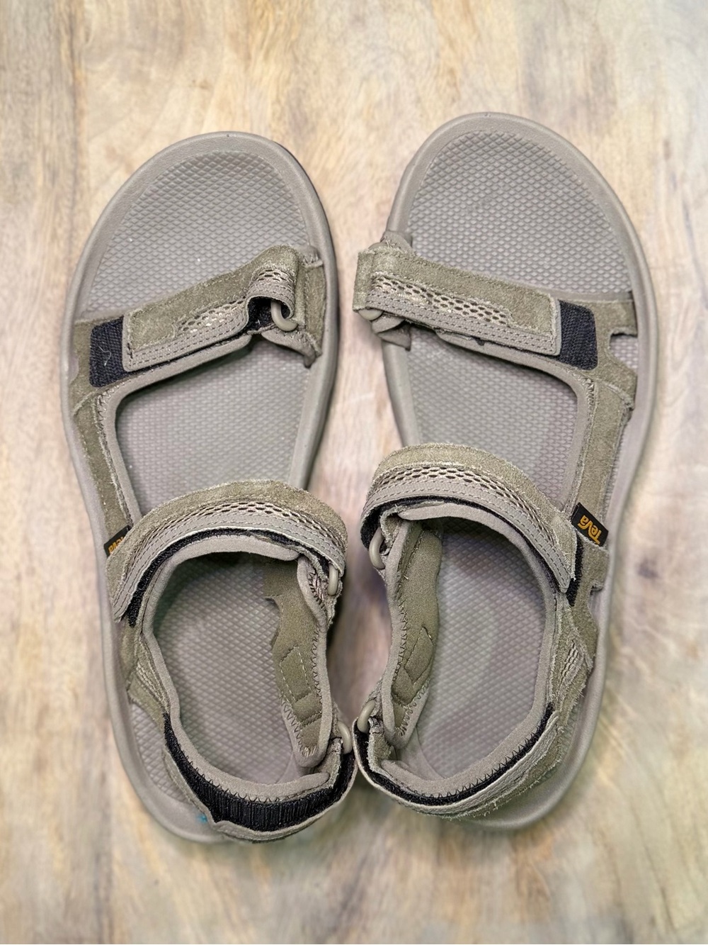 Teva Men’s Gray/Tan Outdoor Hook-and-Loop Sandals - Size 12